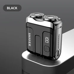 Compact Dual Blade Rechargeable Smart Shaver with Digital Display (Black)