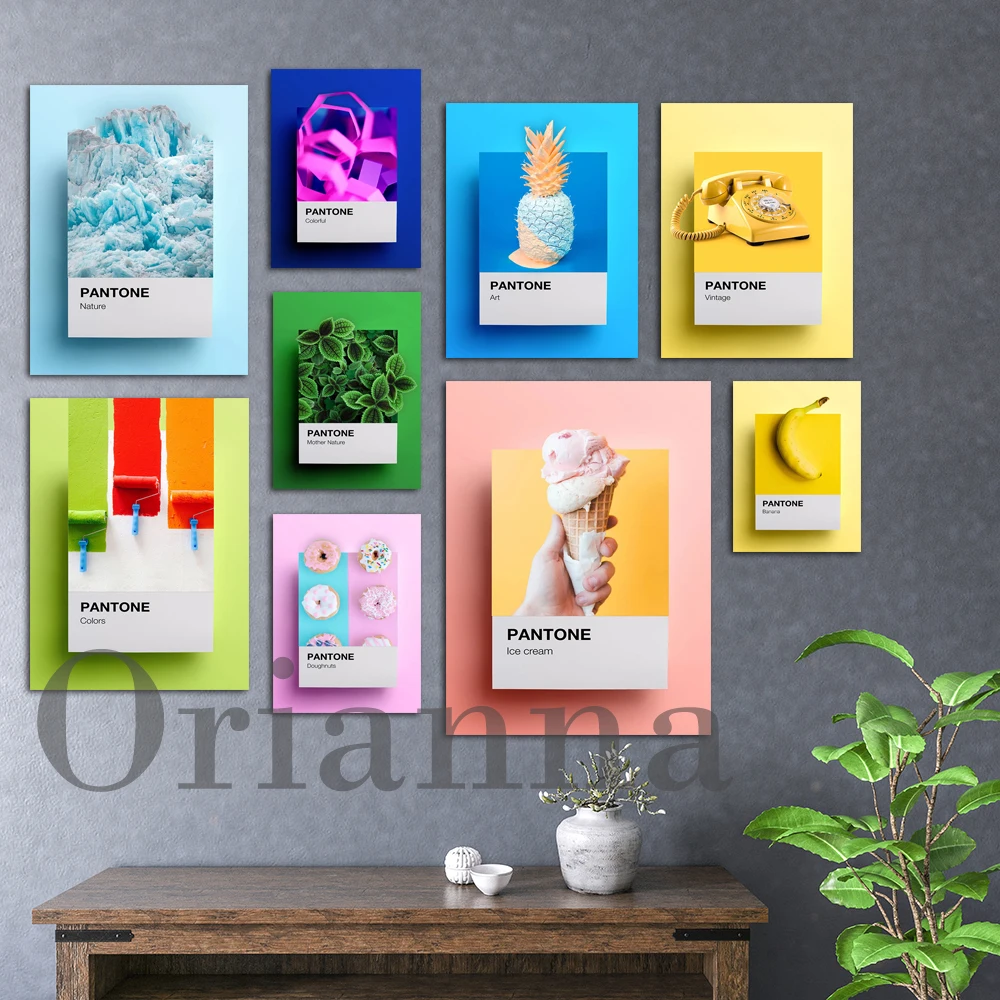 

Pantone Art Poster Pantone Phone Pineapple Ice Cream Banana Mother Nature Painting Doughnut Nature Ice Wall Art Print Home Decor