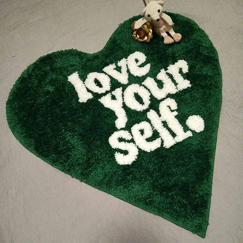 Tufting Heart Bedroom Rug Fluffy Letters Carpet Living Area Foot Pad Kids Room Doormat Aesthetic Home Warm Decor Rugs floor mat shaggy rugs