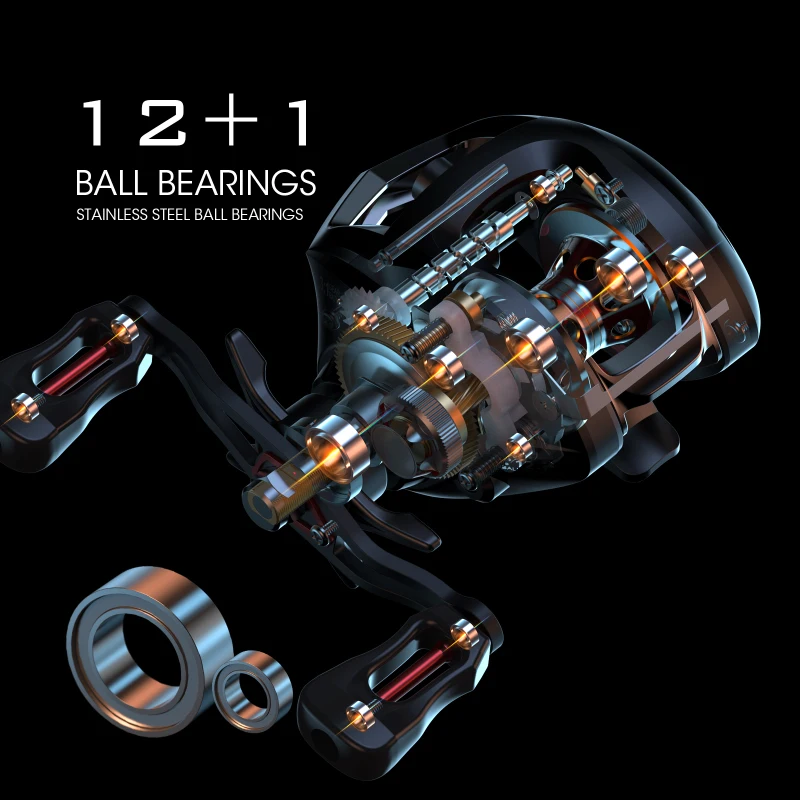 Lixada Baitcasting Reel Fishing Fly High Speed Fishing Reel 12+1 Ball Bearings Magnetic Brake System