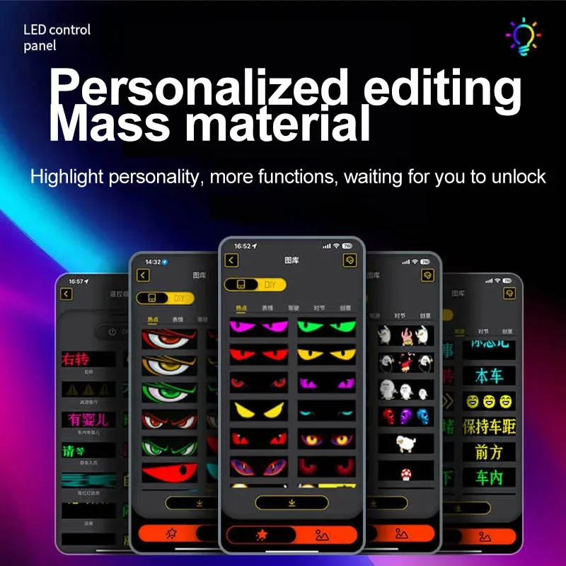 LED DIY Matrix Pixel Panel Led Display Truck Eye Car Sign Animation Bluetooth App Control Programmable Flexible Screen