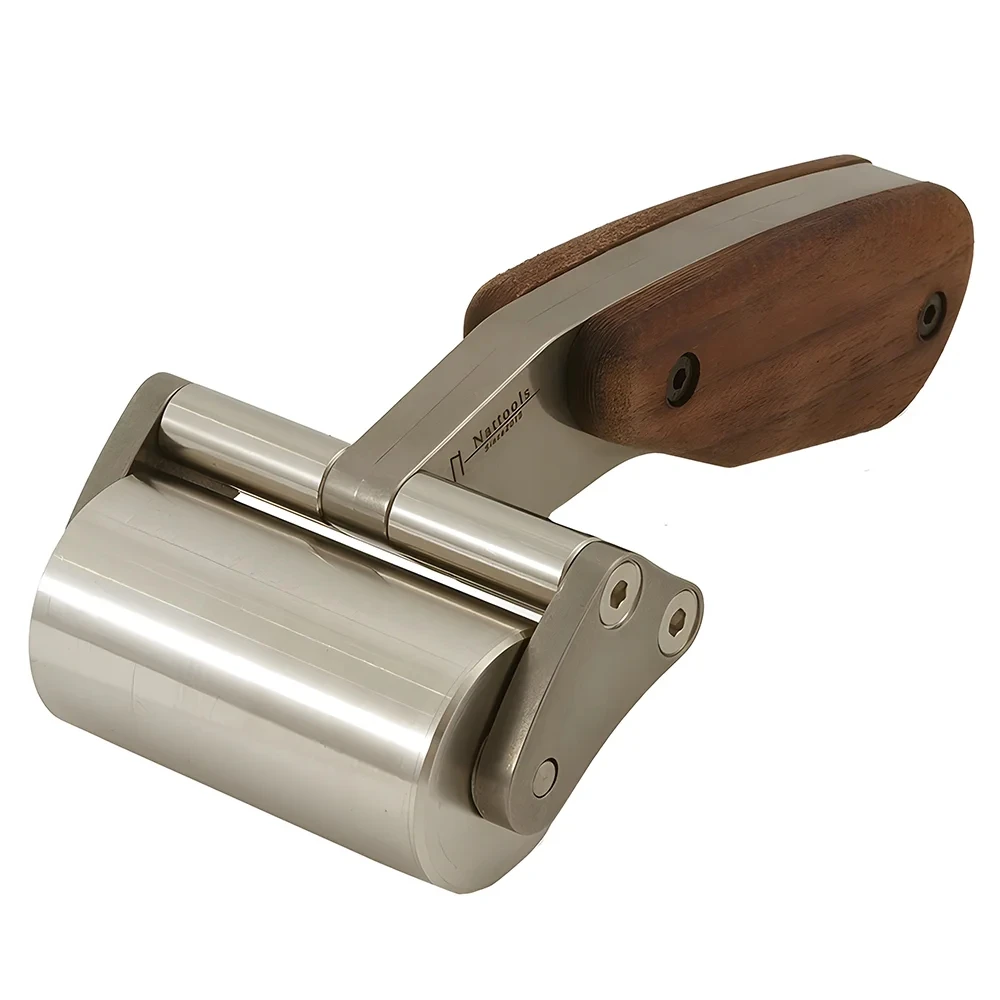 Nattools Leather Heavy-duty Drum 304 Stainless Steel Black Walnut Handle Pressure Wheel DIY Handmade Leather Pressure Glue Tool