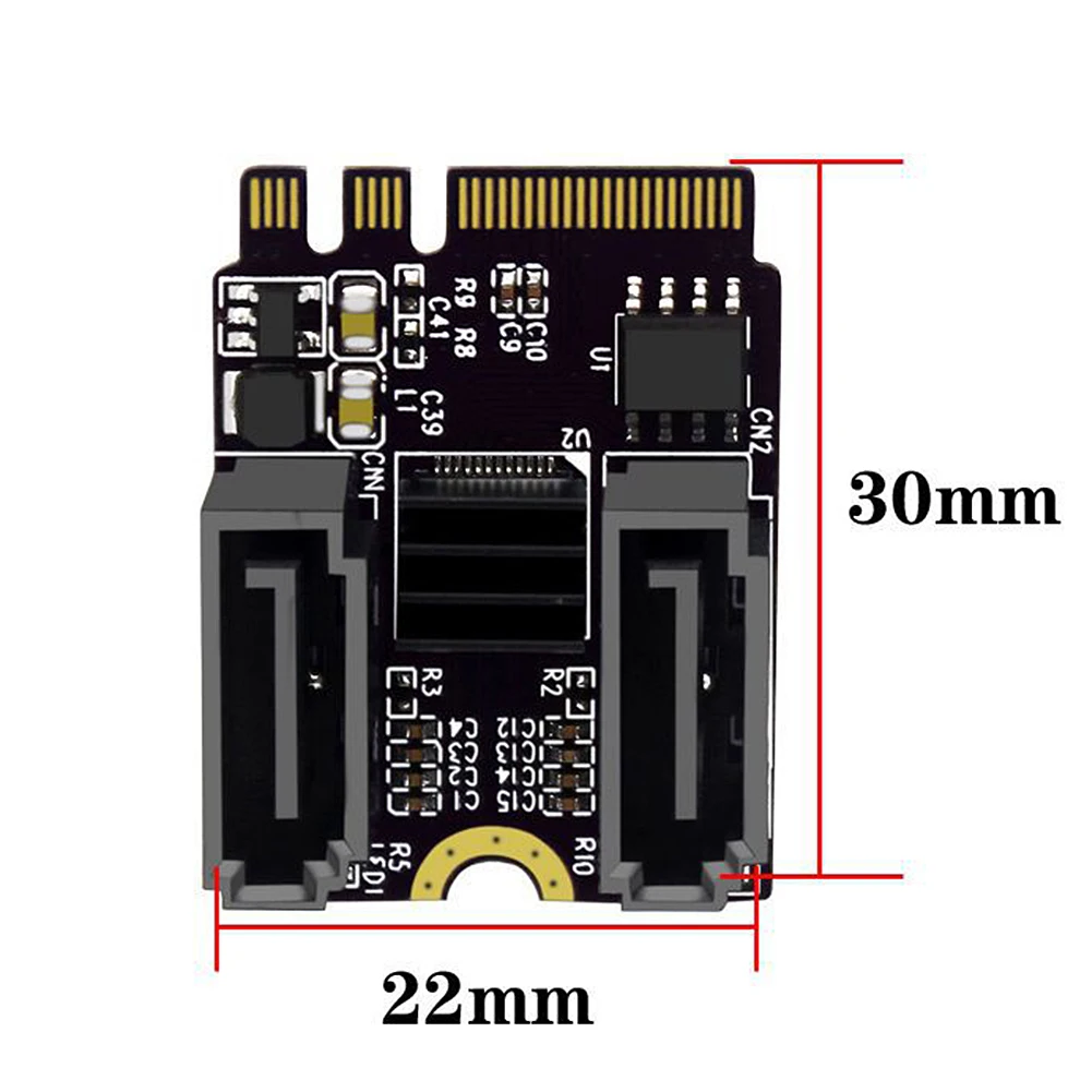 M2 to SATA 확장 카드 PCI-E3.0 키, A + E 와이파이, M.2 to SATA 하드 디스크 어댑터 카드, 드라이버 설치 없음, JMB582 칩