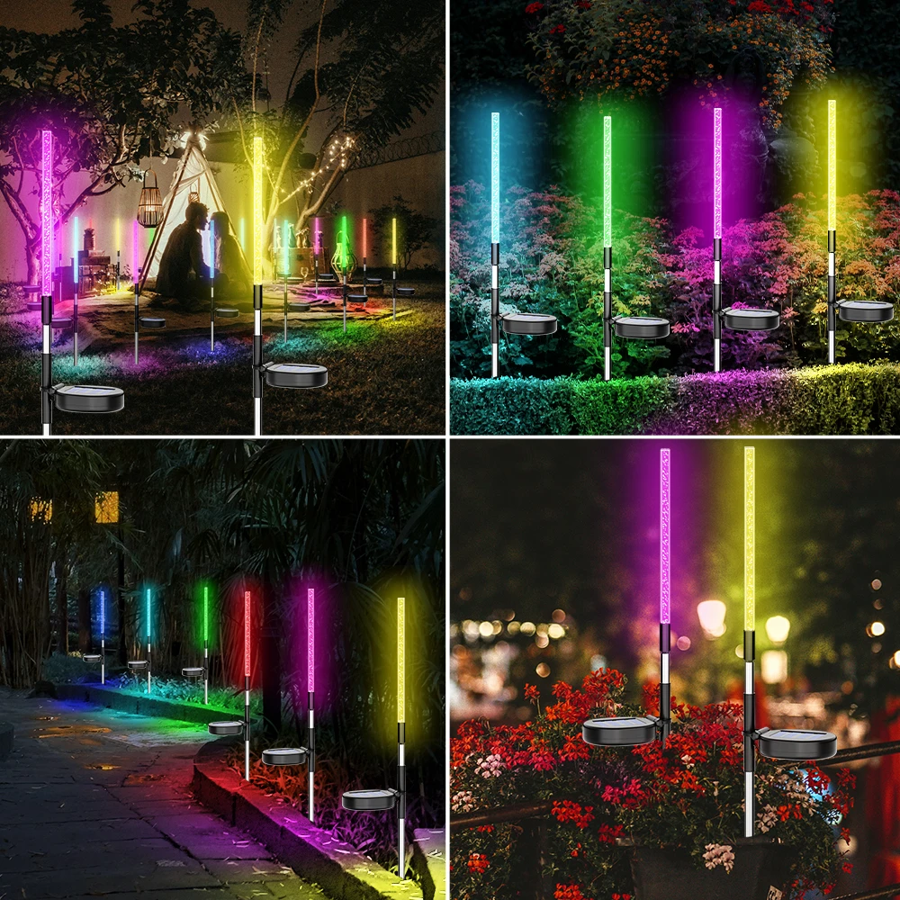 2 Pcs Solar Bubble Stake Lights Outdoor, Waterproof Color Changing LED Solar Garden Light for Walkway, Yard, Patio & Lawn Decors