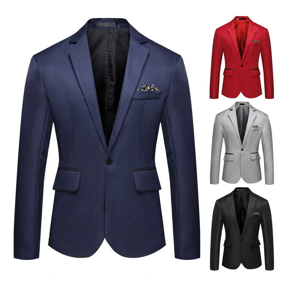 

Suit Top Soft Suit Coat Decorative Pocket Long Sleeve Slim Suit Jacket Popular Formal Lapel Suit Coat for Prom