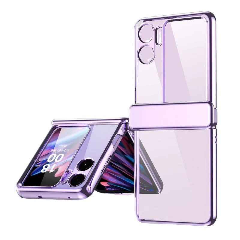 

For Oppo Find N2 Flip Phone Case Electroplated Phantom Transparent Magnetic Hinge Case Film Anti-drop Protective Case