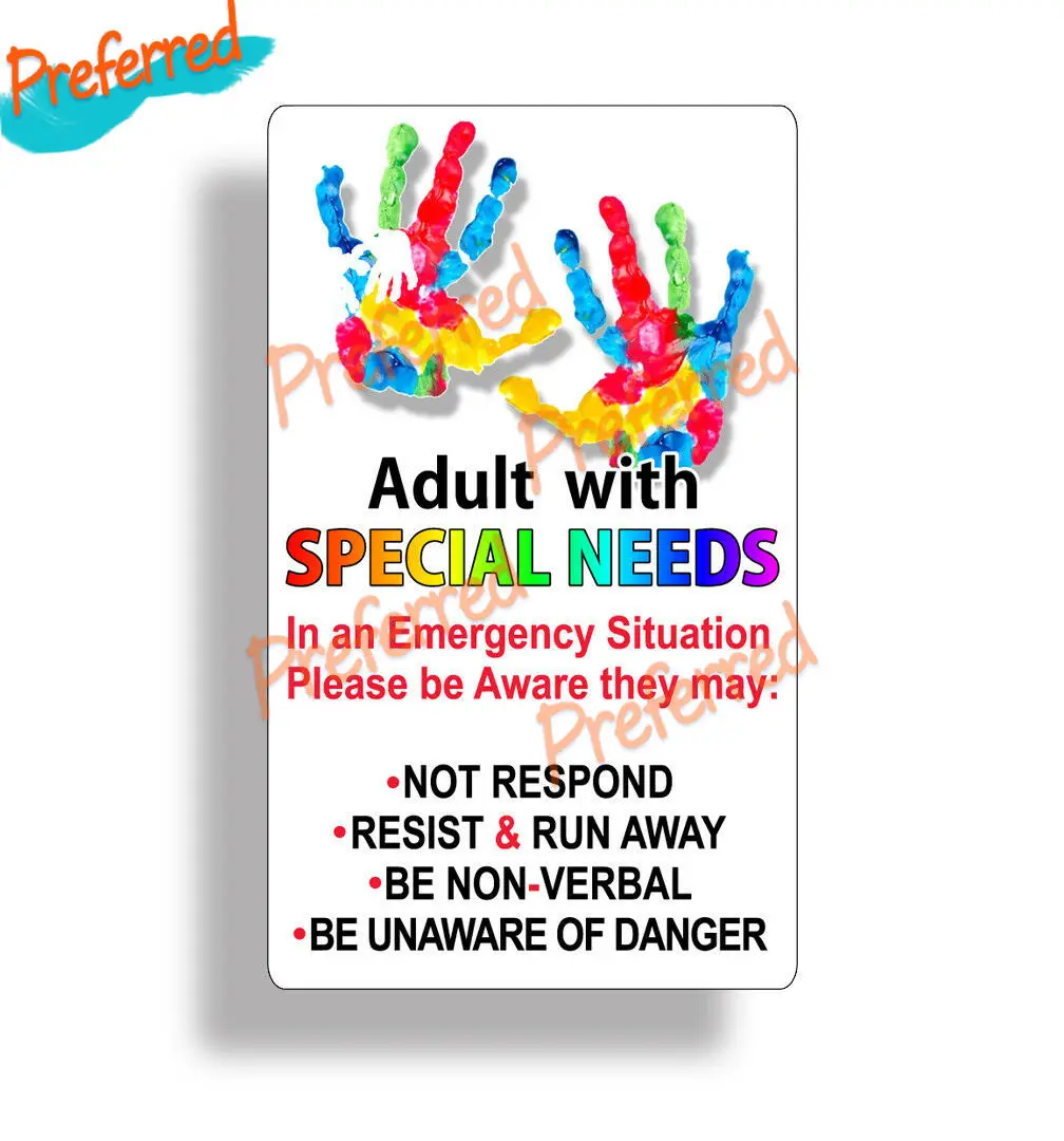 

Наклейка для взрослых с особыми потребностями в случае аварийного оповещения, автомобильная Наклейка Окно фургона, наклейка на бампер, автомобиль с логотипом или автомобильная наклейка