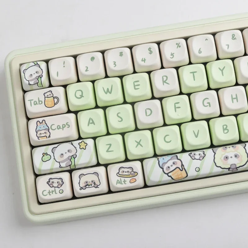 

Milk Green Panda140 Keys MOA Profile PBT Keycaps Dye Sublimation MOA Profile for MX Switch Gaming Mechanical Keyboard Keycap