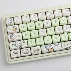 Milk Green Panda140 Keys MOA Profile PBT Keycaps Dye Sublimation MOA Profile for MX Switch Gaming Mechanical Keyboard Keycap