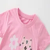 Jumping Meters 2-7T Animals Embroidery Summer Girls T Shirts Short Sleeve Kids Tees Tops Baby Costume Children's Clothes Shirts 2