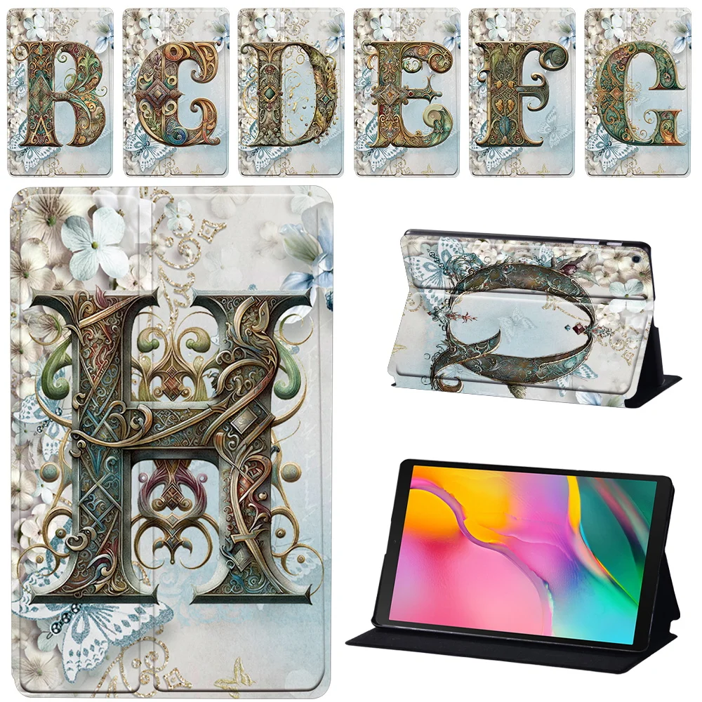Custodia Per Samsung Galaxy Tab A8 10.5 X205 X200 S6 Lite P610 A7 T500 A7 Lite Pu Tablet Cover Smart Leather Graphic Initial Printed