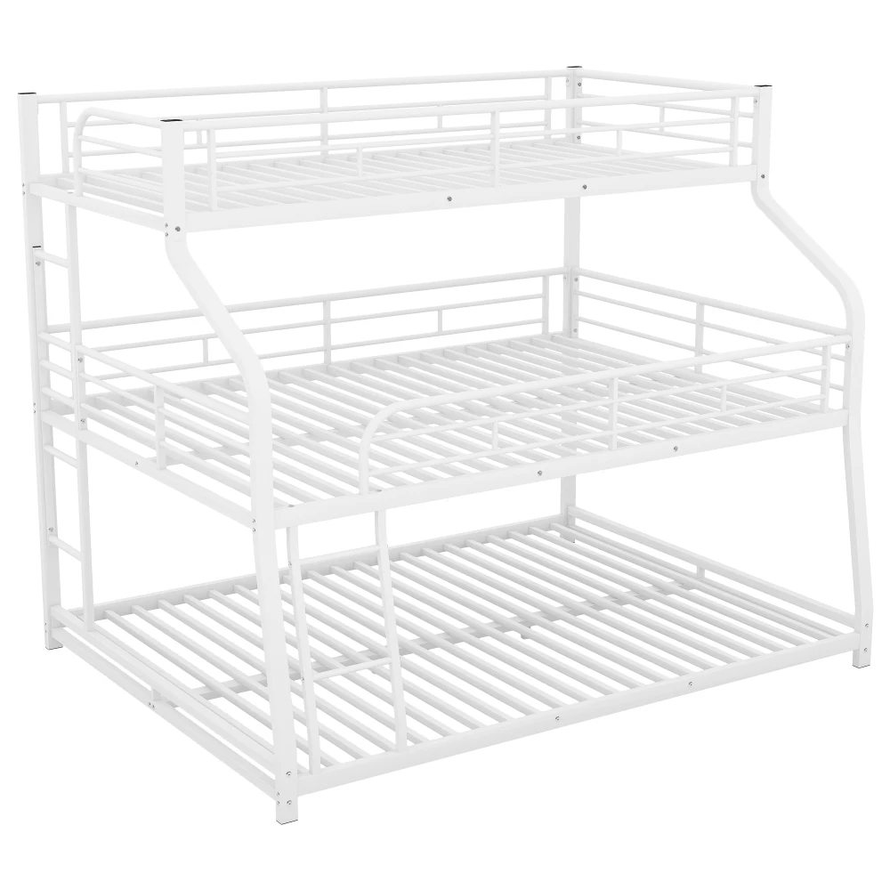 Twin Full Queen Triple Bunk Bed with Long and Short Ladder and Full-Length Guardrails,Black Kid Bed Boys Bed Children Furniture 3