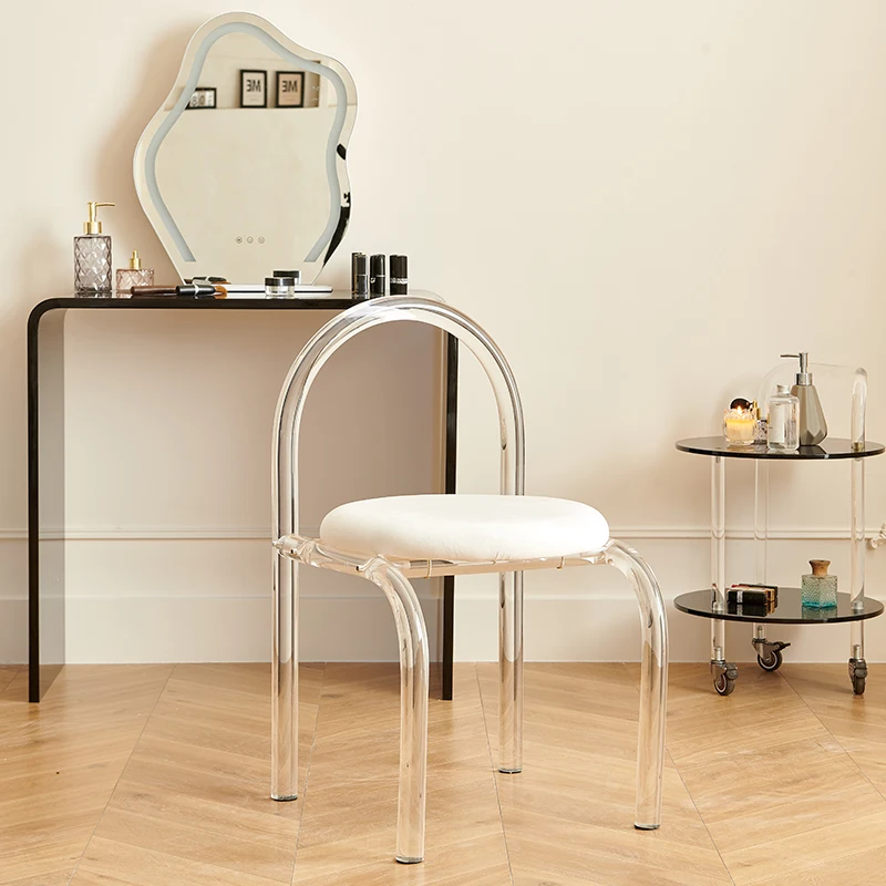 

Organic glass Italian minimalist small home computer nail art and makeup desk, internet famous transparent acrylic dressing tabl