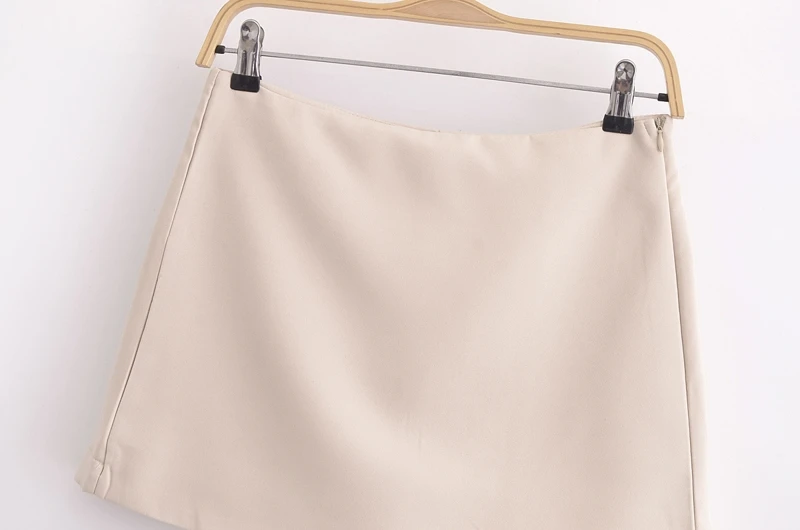 XNWMNZ 2024 Autumn New Woman's Casual Side Zipper Skirt Pants High Waist Hipster Woman Short Bottoms Ruffles Regular Fit Shorts