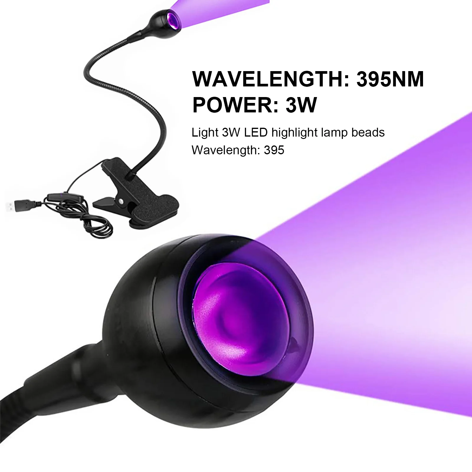 UV Curing Lamp UV Glue Curing Lamp 3W LED Ultraviolet Purple Light for Repairing Phone