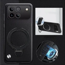 Enhanced Carbon Fiber PU Leather Shockproof Magnetic Rotating Bracket Case for Honor Win (Matte Black)