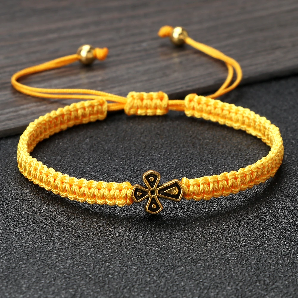 Adjustable Braided Rope Bracelet With Sideways Cross Charm - Gold/Silver Stainless Steel Faith Jewelry For Men & Women - View #11