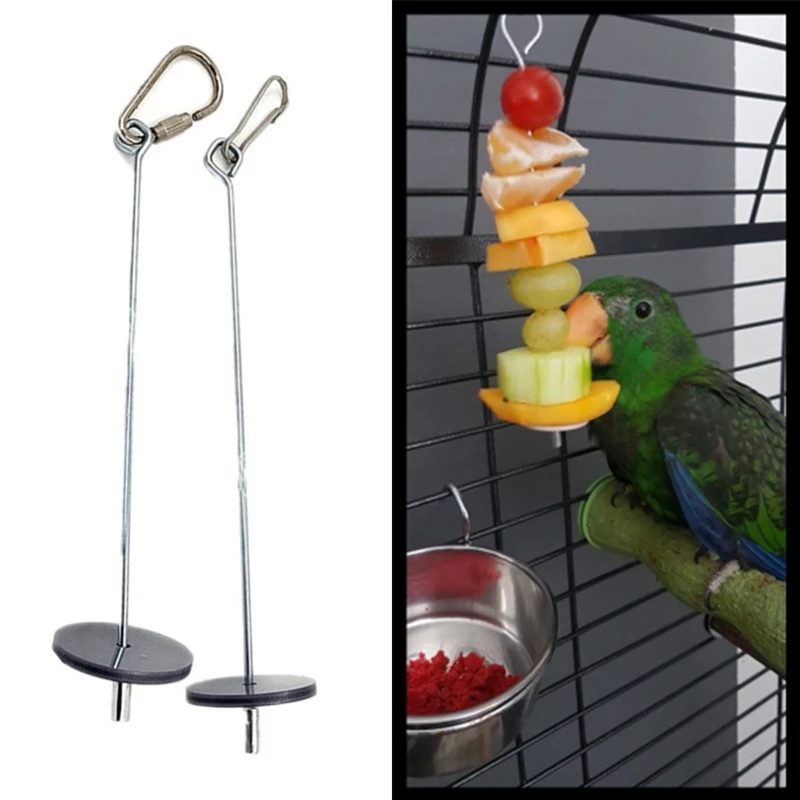 Pet Parrots Birds Food Holder Support Stainless Steel Fruit Spear Stick Meat Fruit Vegetable Skewer Bird Feeder Meat Skewer bird feeder parrot feeder bird care supplies