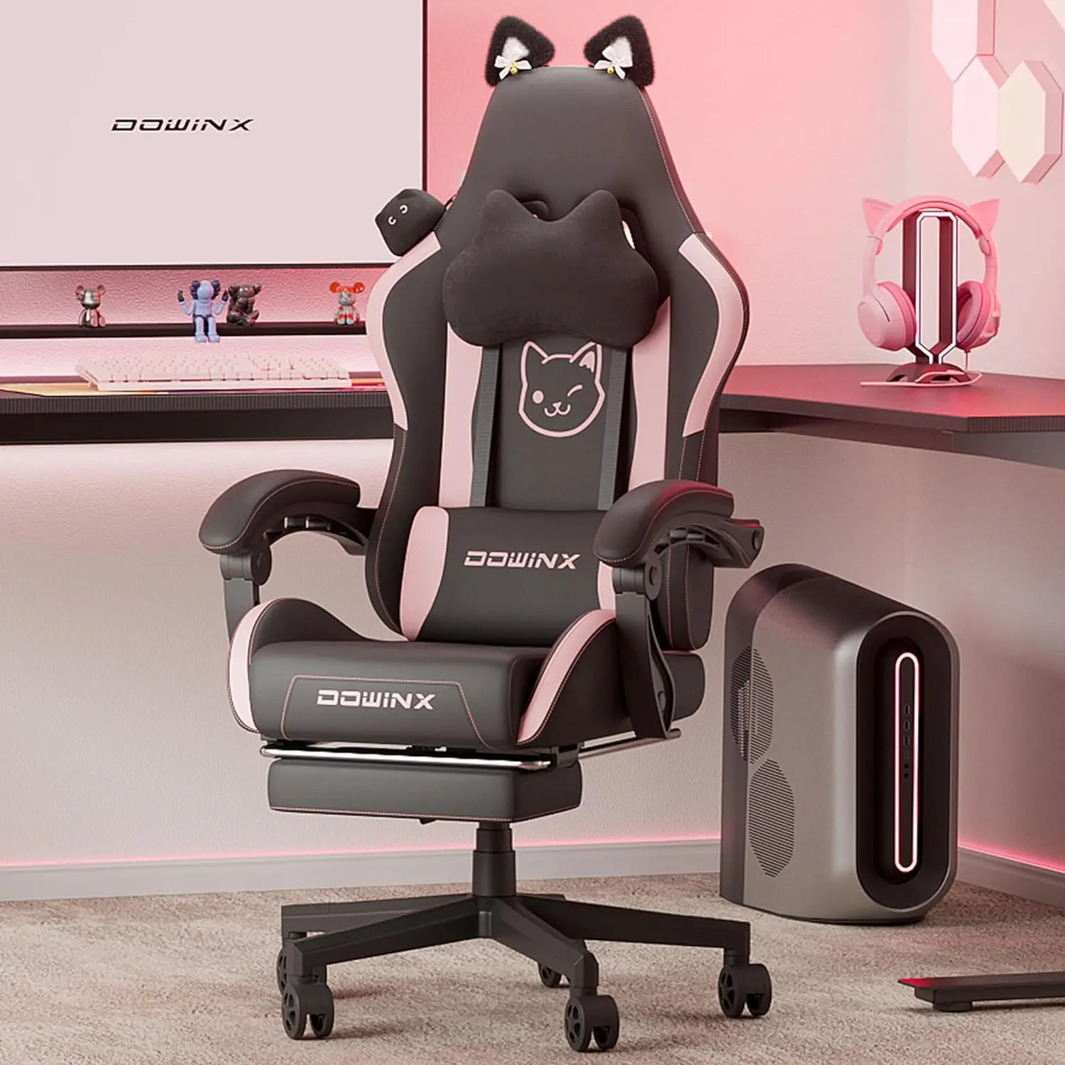 Pink Gaming Chair Dowinx Gaming Chair With Heated Massage Lumbar