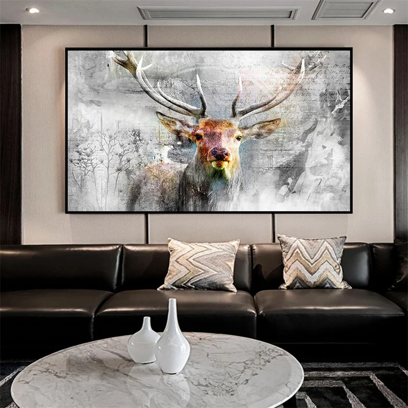 Canvas Painting Wall Art Deer Deer Wall Decor Canvas Prints Deer  Pictures Bedroom Painting  Calligraphy Aliexpress