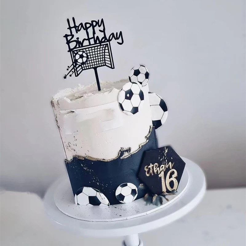 Football Boy Cake Decoration cake decorations Football Field Player Doll Cupcake Top Happy Birthday Decoration Sports Children's Party Supplies