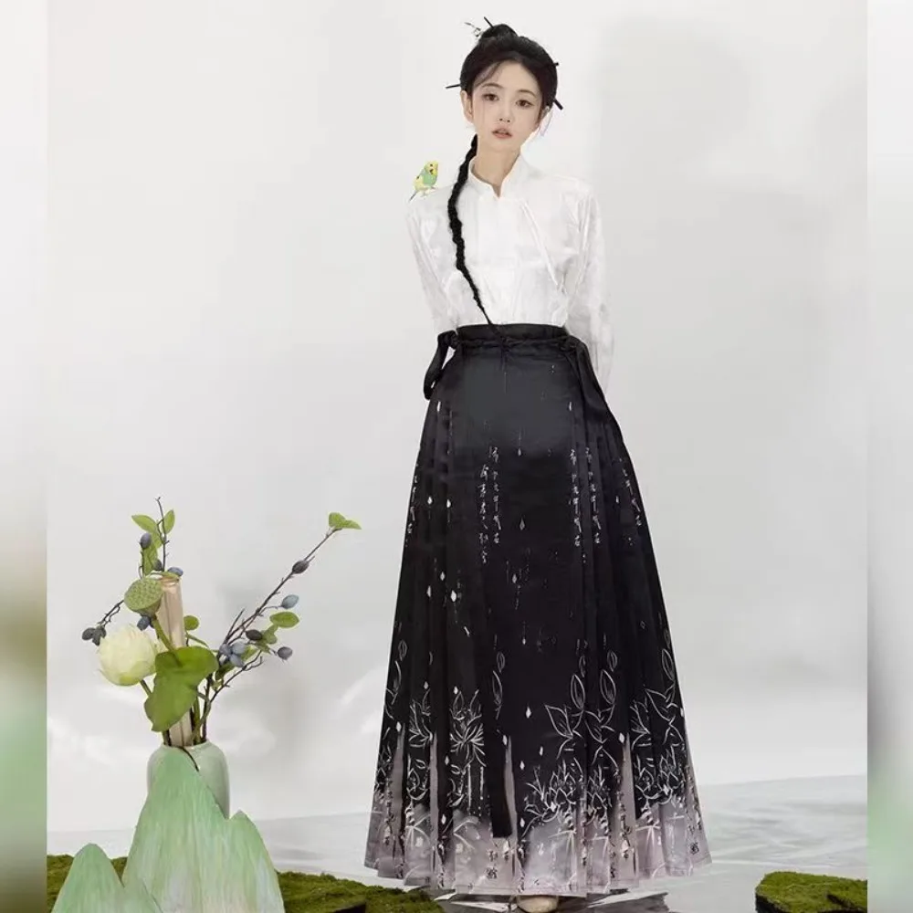 New Chinese Women's Clothing Horse Face Skirt Daily Wear Hanfu Women's Clothing Ming Dynasty Modern Improved Hanfu Women