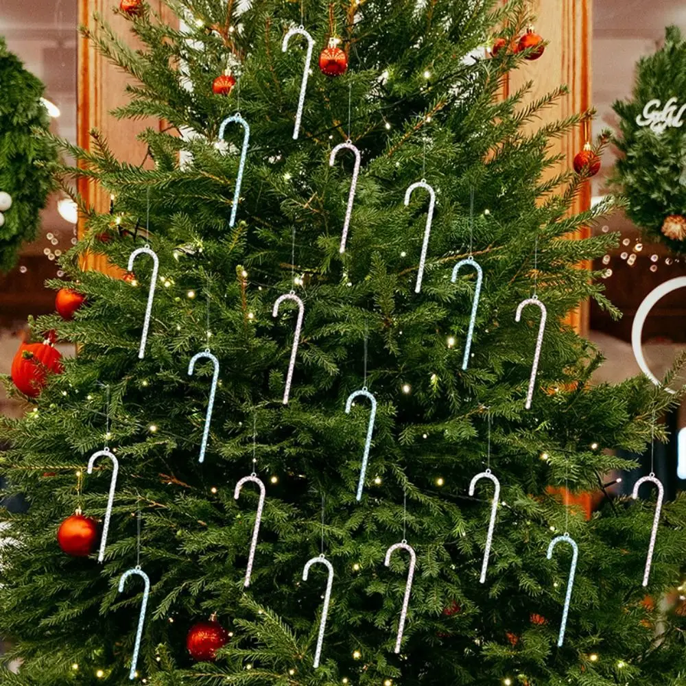 6Pcs Transparent Christmas Canes Pendant Shatterproof Exquisite Acrylic Christmas Canes Simulation Christmas Tree Decoration