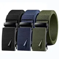 Men's Belt Automatic Metal Buckle Imitation Nylon Webbing Outdoor Work Belt Toothless Automatic Buckle Casual Sports Canvas Belt 5
