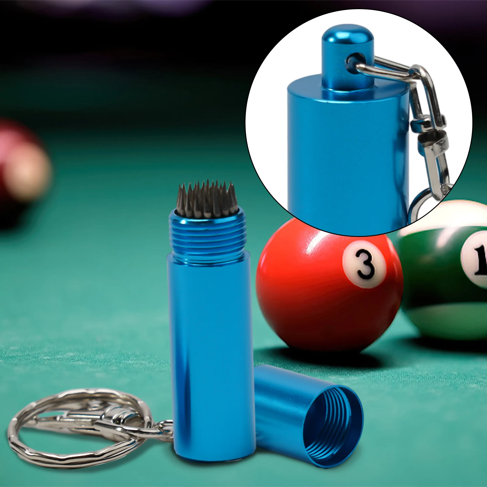 Billiard Cue Tip Shaper Billiard Snooker Pool Tip Cue Tapper With KeyChain Care Multifunction Tool Shaper Accessories Tools