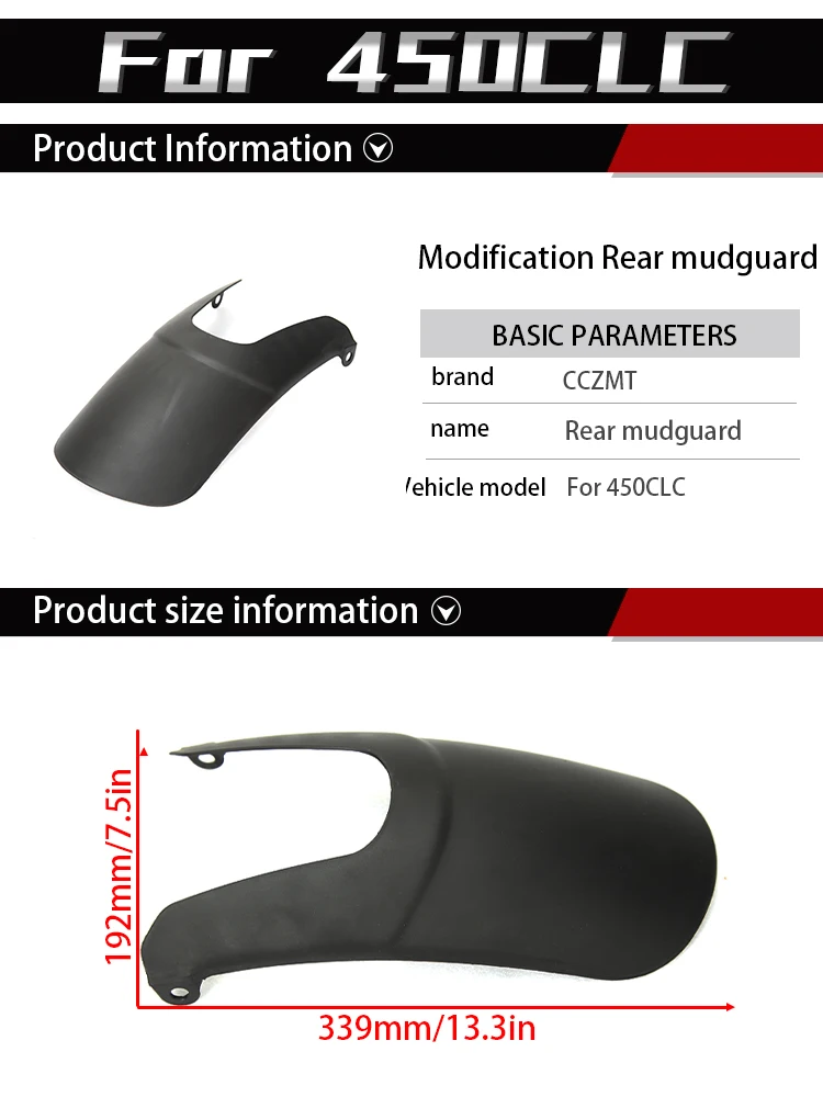 Für CFMOTO 450CLC 450 CLC Motorrad Kotflügel vorne Wasser- und Regenschutz-Modifikationsteile 450-CLC ﻿ – Detail 2