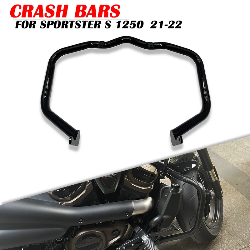 

New Motorcycle Accessories Gloss Black Front Engine Guard Highway Crash Bar For Harley Sportster S RH1250S 2021-2022