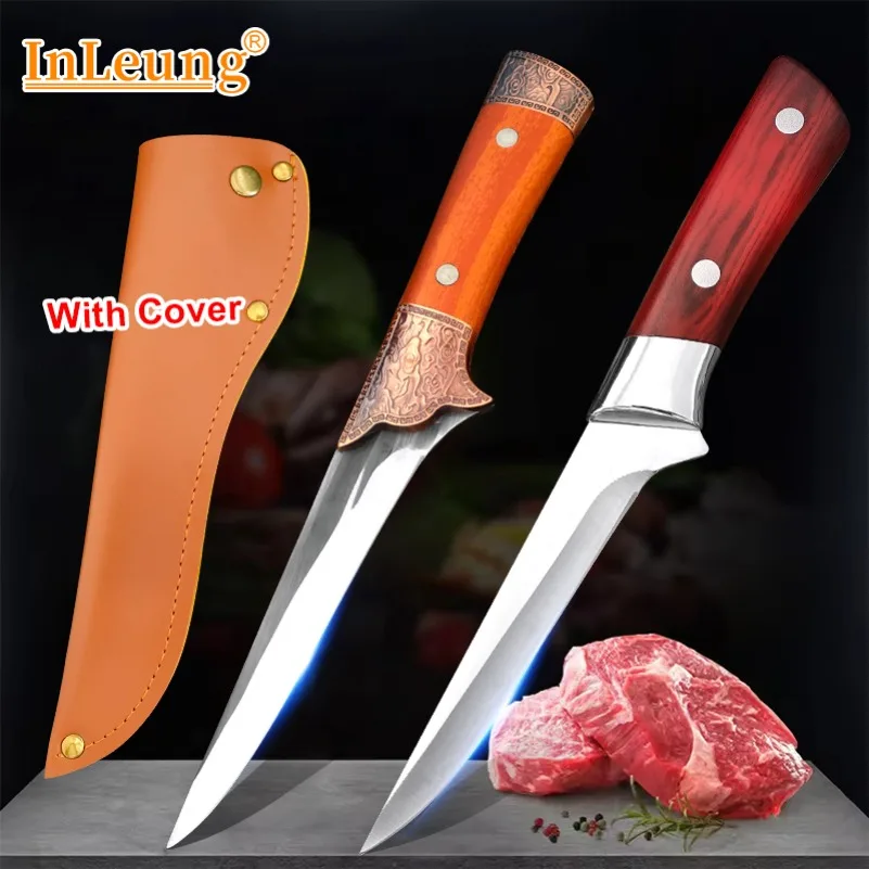 Boning Butcher Knife Chef Cleaver Utility Knife Slicing Chicken Meat Fish Fruit Steak Kitchen Knives Plastic Handle Tools