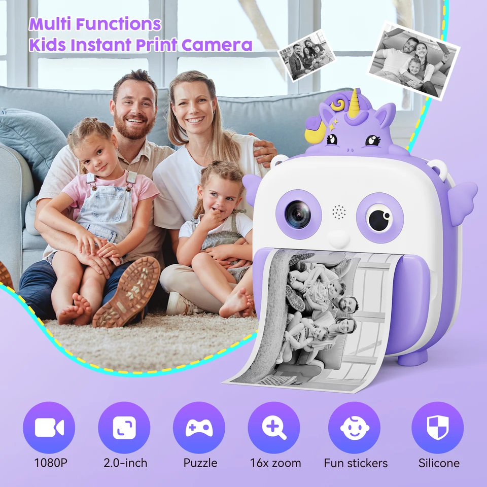 EACOPOL Kids Instant Print Camera With Dual Lens, 1080P HD Digital Camera, 2.4" Screen, 32GB - View #10