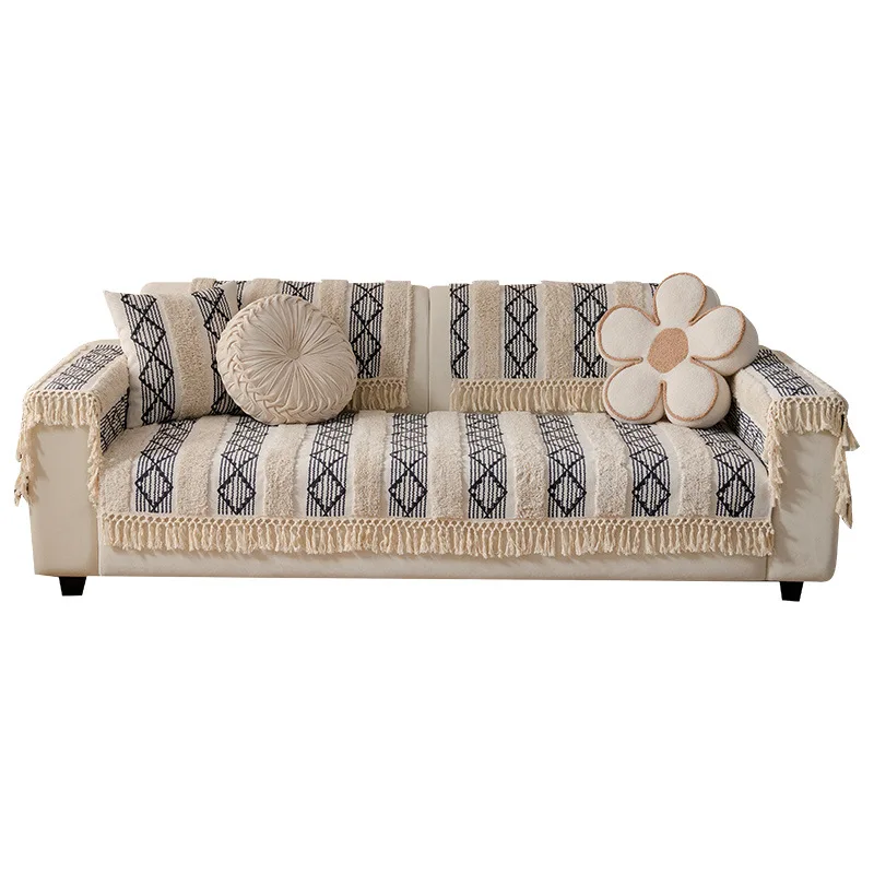 Old Coarse Cotton and Linen Sofa Cushion Four Seasons Universal Thickened Linen Seat Pad Anti-Cat Scratch Inn Sofa Cover 6