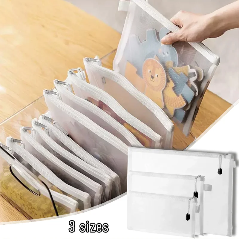 Waterproof Mesh Zipper Pouch for Documents and Cosmetics