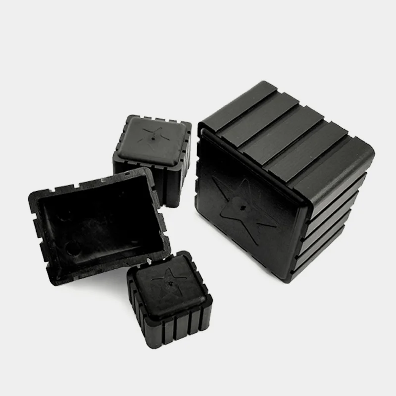 4pcs 30x30mm Square Rubber Chair Leg Socks Feet Floor Protector Caps Pipe Dust Plug Anti-slip Furniture Leg Cover Decorative