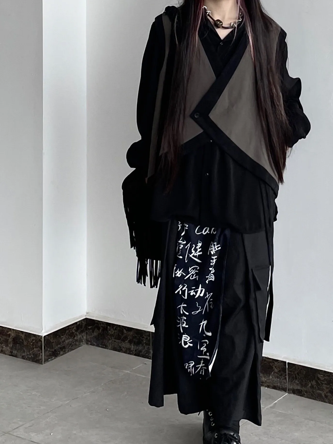 Japanese diablo is high quality gothic luxury niche designer joint old money style new Chinese style cloth nine minutes pants