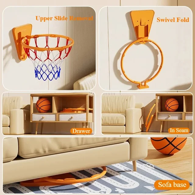 Indoor Basketball Hoops Children's Basketball Hoops Household Mute Ball Wall Mounted Foldable Basketball Hoop Training Equipment 4