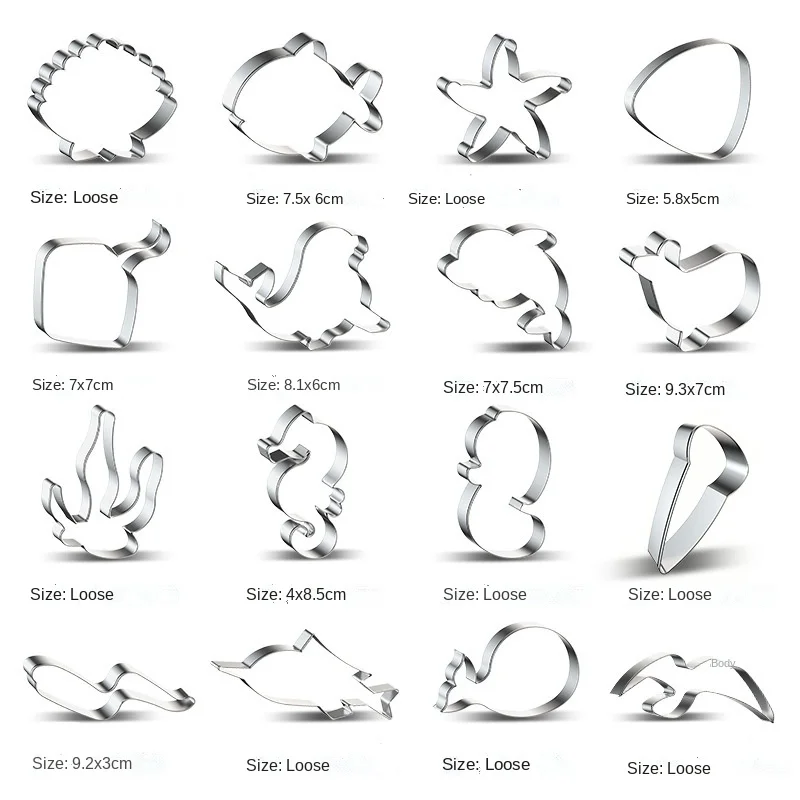 Hot Stainless Steel Marine Animals Cookie Cutter DIY Fondant Chocolate Cake Embossing Stencil Mold Biscuit Cute Baking Tool |