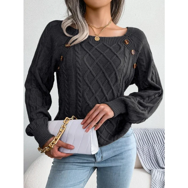 

Autumn 2023 Knitted Sweater Women Jumper Ladies Button Sweater Pullover Women Loose Long Sleeve Sweaters for Women sweaters