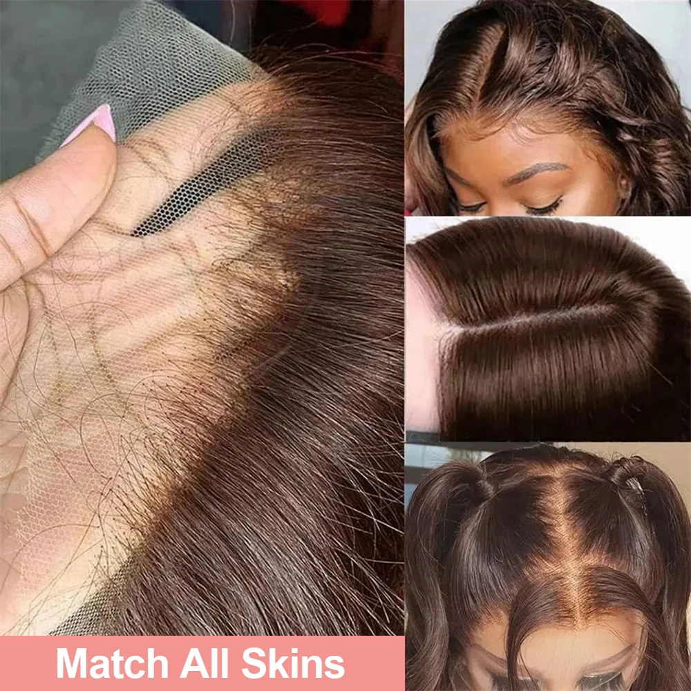 Human Hair Wig Hd Dark Chocolate Brown 13x4 Bone Straight Human Hair Lace Front Wig 13x6x1 Lace Frontal Wigs Pre plucked Colored Wig For Women