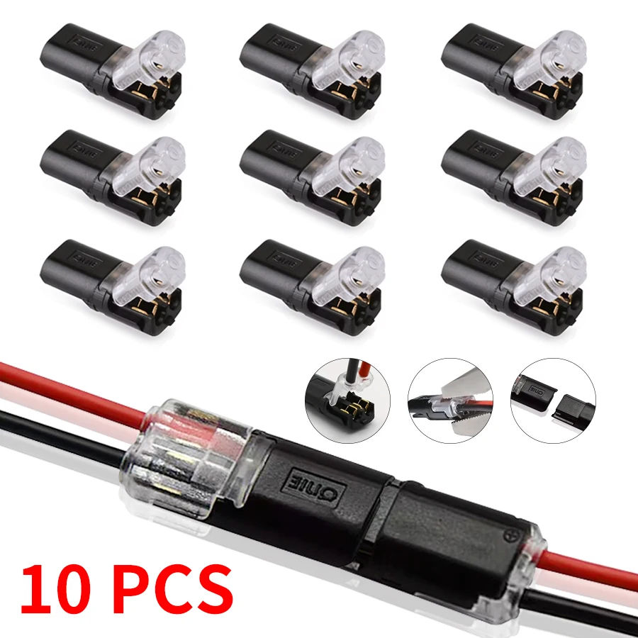 10pcs Fast Plug Wire Connector 2Pin Way Plug Car Waterproof Electrical Connector Wire Cable Automotive Strip Terminal Connection