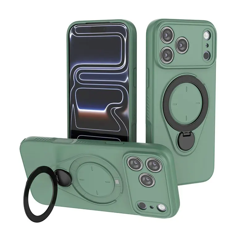 Magnetic TPU Phone Case with 360° Rotating Kickstand and Ring Holder