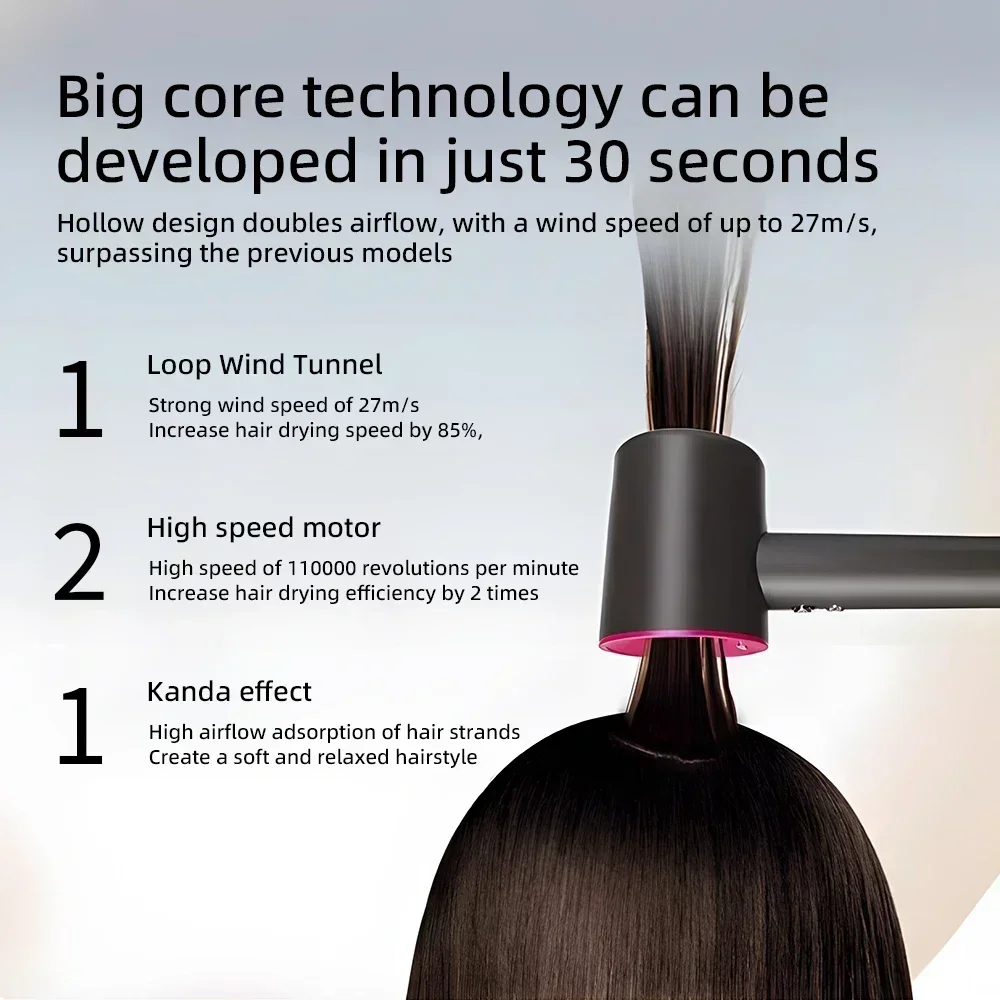 Negative ion hair dryer High speed no blades High power silent quick drying Portable Home Travel