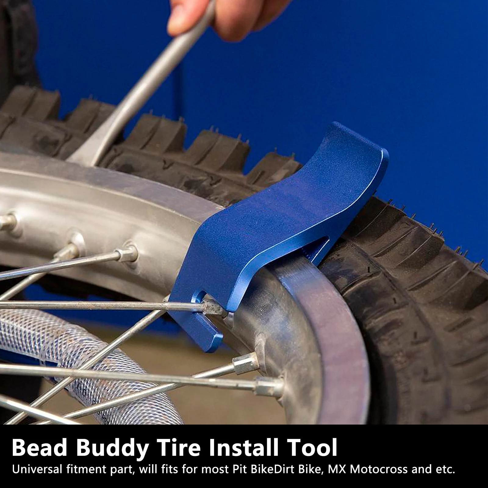 CADUFUELLY Motorcycle Tire Bead Holder Tool - Blue Stainless Steel Hook For Mounting/Dismounting Dirt Bike Tires