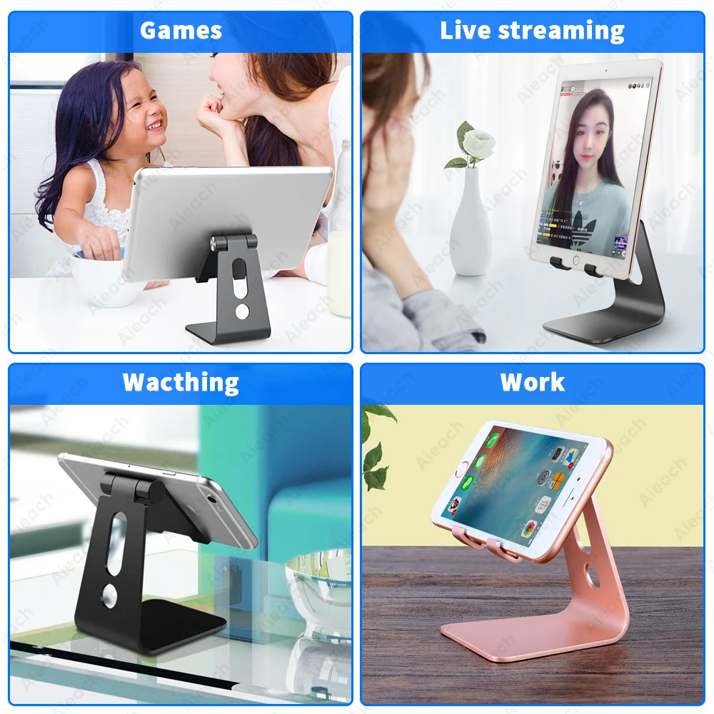Tablet Stand Multi-Angle Adjustable Desktop Stand Holder Dock Compatible Tablet Phones 4-11