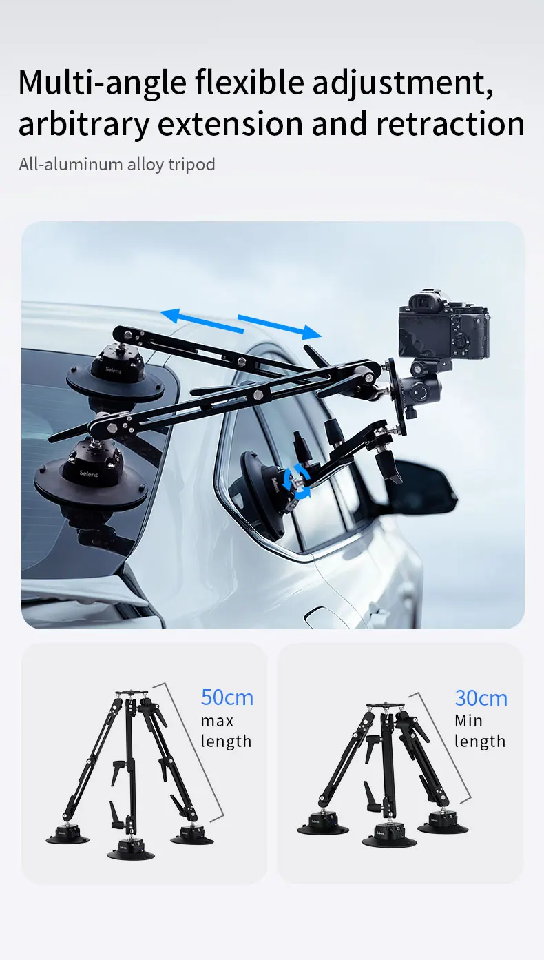 KAIKOURA Electronic Suction Cup Car Mounting with 2000mAh Battery & Telescopic A