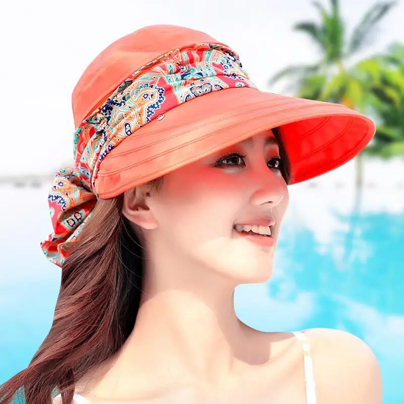 

Ladies Hats Wide Brim Sun Hat Women UV Protection Summer Cap Design Beach Hats Visor Hat Ride A Bike Foldable Women Hats