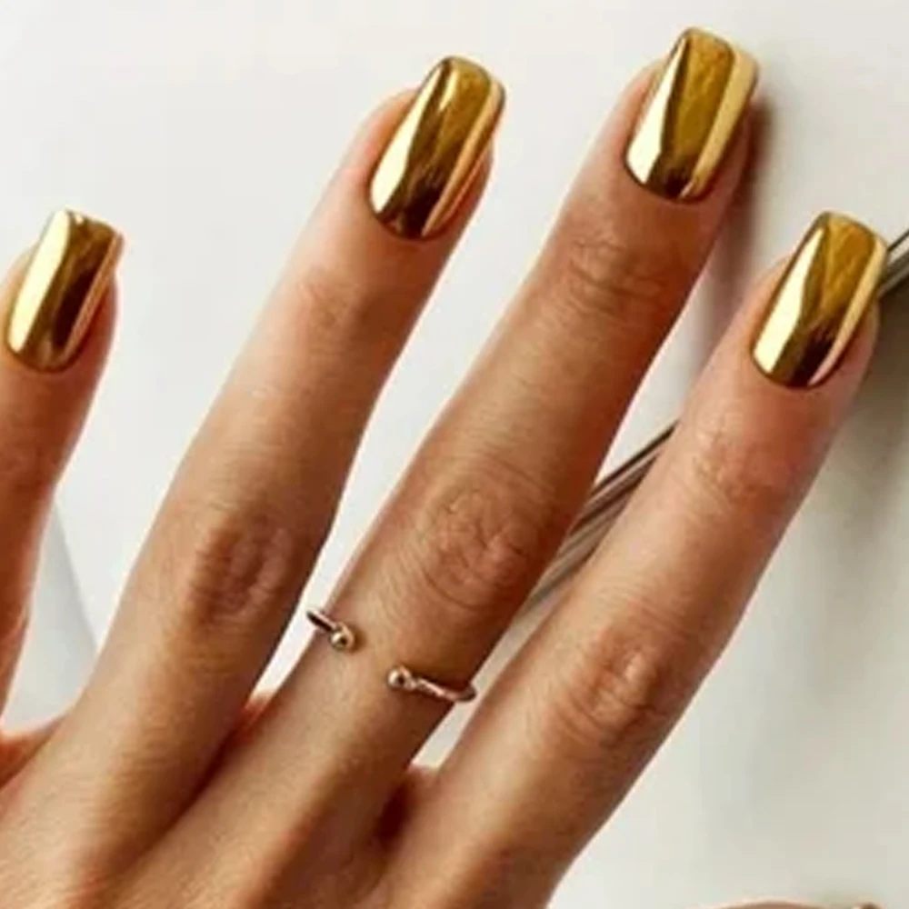Nail polish nail strengthener Tinovo Uno Gold Mirror quick dry regular nail strengthener lacquer metallic painting varnish for manicure nails art