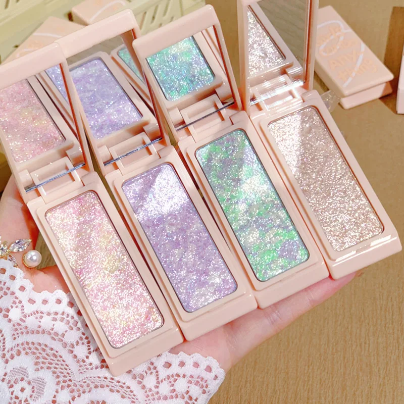 Glitter Highlighter Powder Palette Makeup Glow Face Contour Shimmer